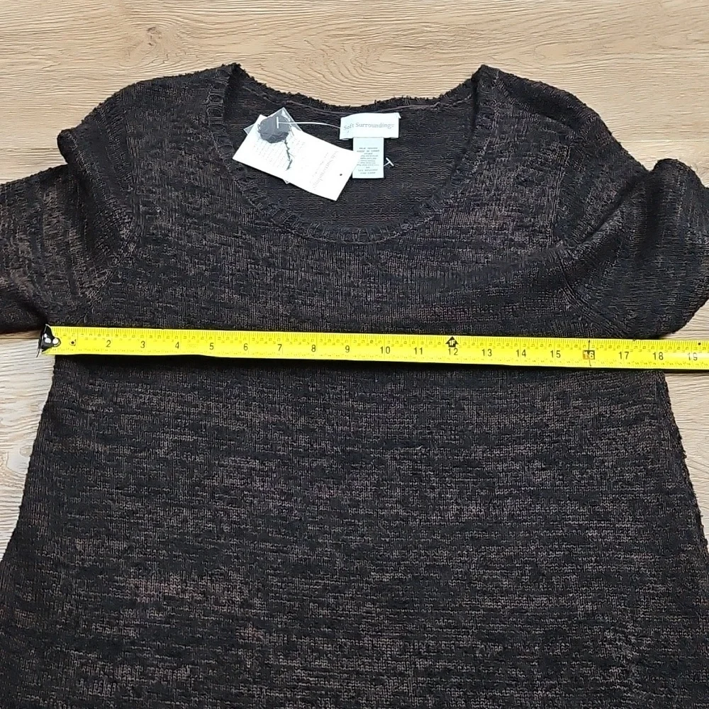 NWT Soft Surroundings Raku Brown & Black Marled Knit Asymmetric Tunic Sweater